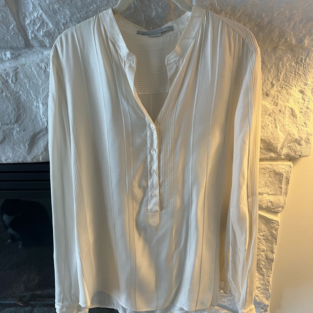 Stella McCartney Ivory Button-Up Long Sleeve Silk Blouse
